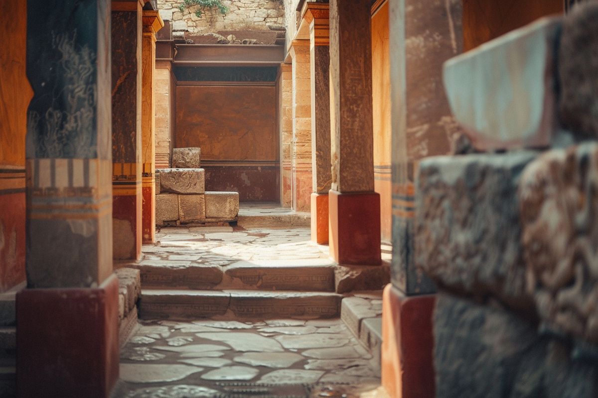 Artistic masterpieces showcasing the treasures of Knossos Palace in Crete.